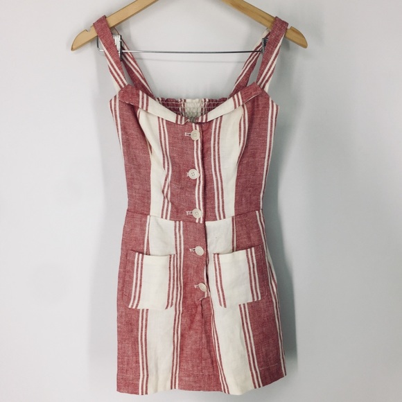 Reformation Dresses & Skirts - Reformation Red Cream Striped Linen Sundress